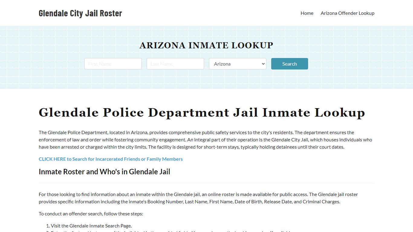 Glendale Police Department & City Jail, AZ Inmate Roster, Arrests, Mugshots