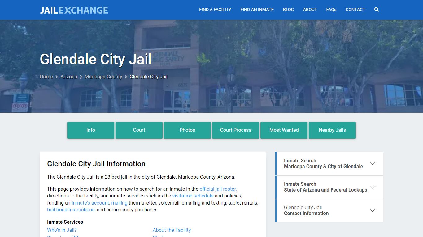 Glendale City Jail, AZ Inmate Search, Information