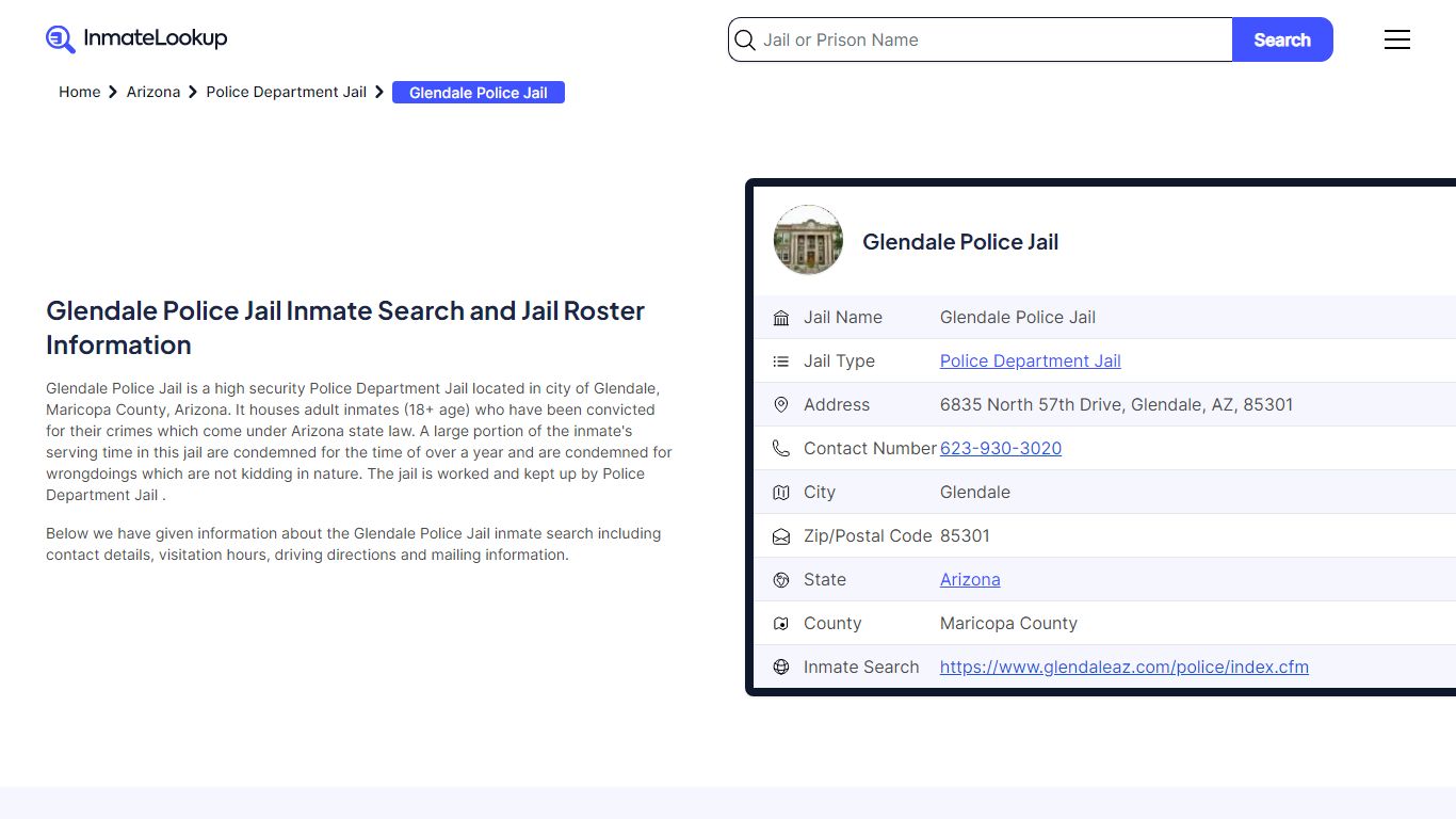 Glendale Police Jail Inmate Search - Glendale Arizona - Inmate Lookup